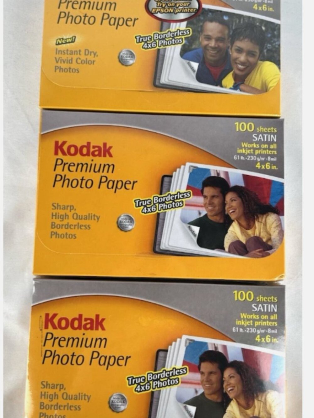 Lot Of 3 Kodak Premium Photo Paper 4 x 6 Satin High Gloss 100 Sheets Each Sealed